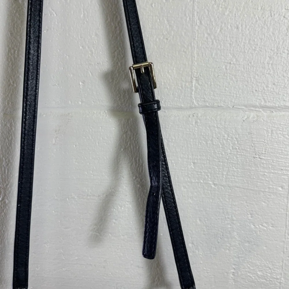 Tory Burch Black Pebbled Leather Crossbody Bag Gold Chain Strap